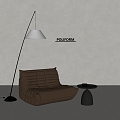 poliform Modern Single Sofa Leather Sofa Side Floor Lamp 3d model