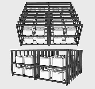 Modern battery server room data center 3d model
