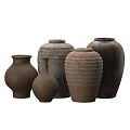 Ceramic Vases Collection With Various Shapes And Textured Earthy Surfaces 3d model