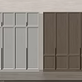 Modern Interior Wardrobe Design With White And Wooden Sleek Sliding Doors And Wood Grain