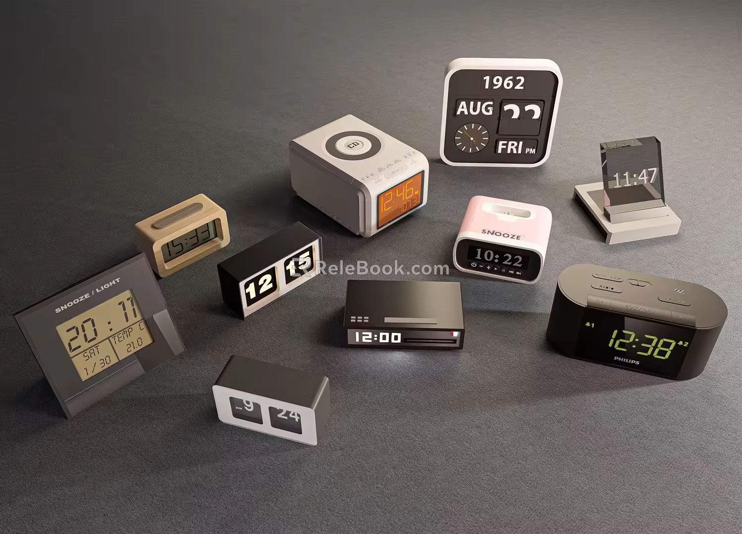 Modern alarm clock electronic desk clock electronic alarm clock 3d model