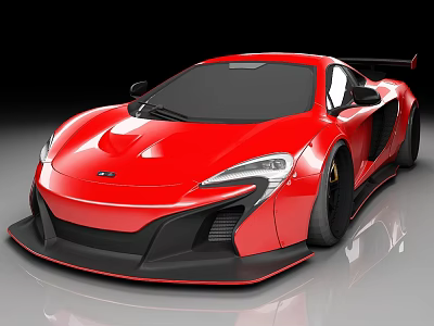 Red High Performance Sports Car With Sleek Design Black Accents And Rear Spoiler 3d model