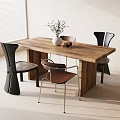 Minimalist Wooden Dining Table Set With Four Chairs Vase And Natural Light
