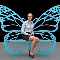Colorful Butterfly Wing Design Swing Playground Equipment With Vibrant Blue Green Wings