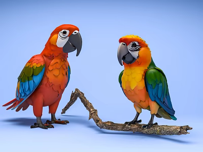 Parrot Macaw Bird Cartoon Bird Cartoon Parrot Bird 3d model