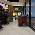 Modern Supermarket Interior With Open Shelves Product Display And Lighting