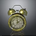 Vintage Alarm Clock With Two Bells Yellow Green Exterior And Numeric Dial On Smooth Surface