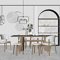 Nordic Dining Table and Chair Combination Dining Table and Chair 3d model