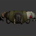 Detailed 3D Warrior Character Model In Green Combat Outfit With Mechanical Arm And Knee Pads