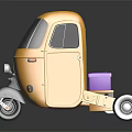 Yellow Enclosed Tricycle With Modern Design And Three Wheels 3d model