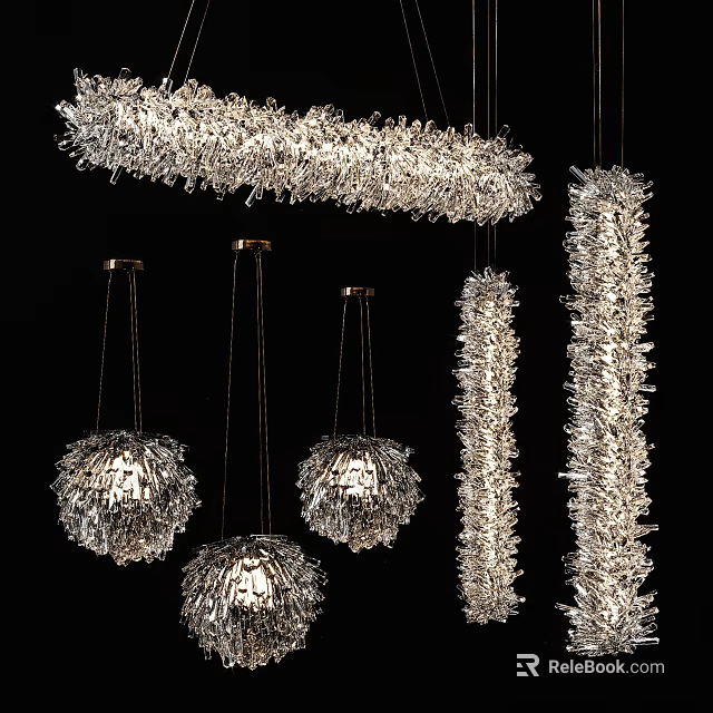 Modern Hanging Decorative Lights With Crystal Design And Various Shapes 3d model