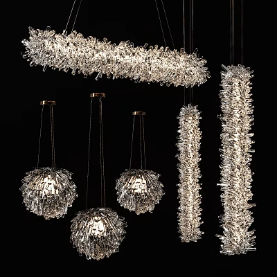 Modern Hanging Decorative Lights With Crystal Design And Various Shapes 3d model