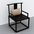 Modern Style Black Stool With Armrests Beige Cushion And Square Frame Design