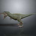Realistic Green Textured T-Rex Dinosaur 3D Model With Open Mouth And Gray Background