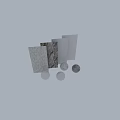 Decorative Building Components Featuring Textured Marble Stone Panels And Spheres