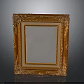 Ornate Golden Picture Frame With Intricate Carvings And Smooth Dark Surface