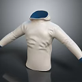 White Long Sleeve Hoodie With Blue Accents And Comfortable Casual Design