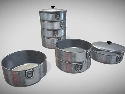 Durable Metal Storage Containers With Stackable Design And Secure Lids For Home 3d model
