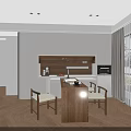 Modern Kitchen Sideboard With White Cabinets Wooden Table And Open Design 3d model