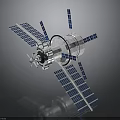 Space Station Satellite With Solar Panels And Orbital Module For Cosmic Exploration