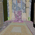 Architectural Interior Featuring Marble Walls Green Vertical Gardens And Geometric Floor Tiles