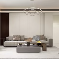 Modern Living Dining Room Interior With Large Windows City View Grey Sofa TV And Chandelier