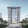 Modern High Rise Residential Building With Glass Windows Balconies And Surrounding Greenery Trees