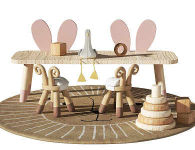 Modern Children's Table and Chair Children's Table and Chair Combination 3d model