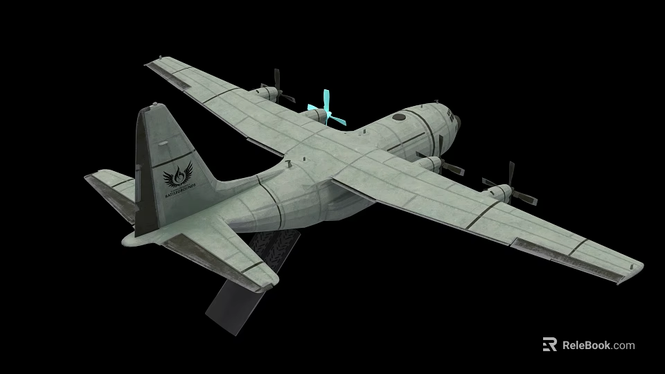 Military Transport Aircraft Weapon With Twin Propellers And Aerodynamic Fuselage Design 3d model 