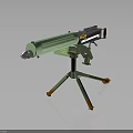 Green Military Weapon With Tripod Stand And Metal Structure Design