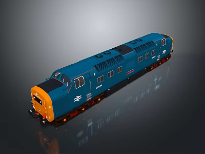 Detailed Blue Orange Train Model With Sleek Exterior And Classic Design Features 3d model