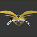 Golden Spread Wings Mech Robot With Silver Body And Warrior Design