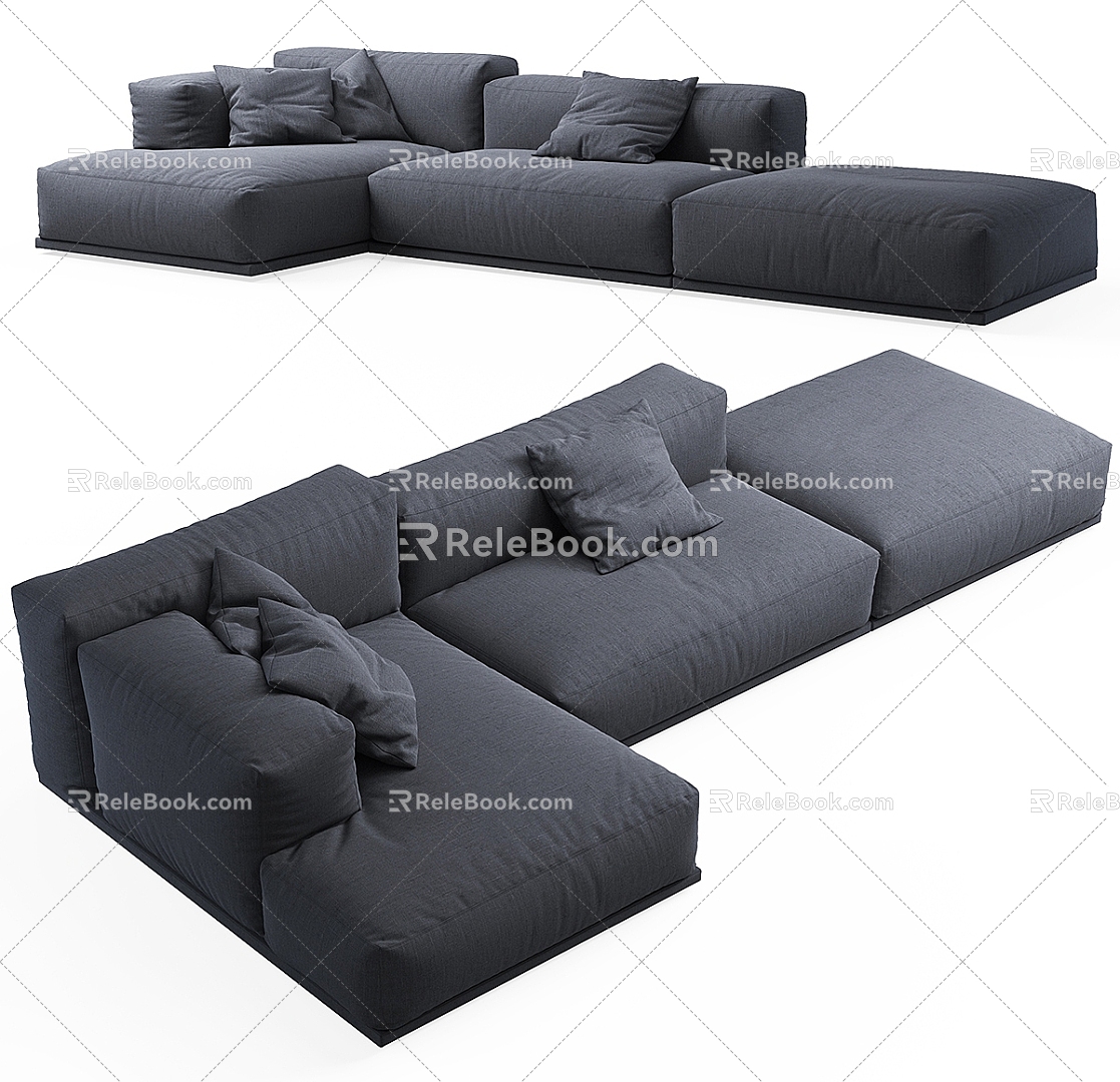 Multi-person sofa pillow right angle 3d model