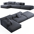 Multi-person sofa pillow right angle 3d model