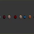 Colorful Painted Easter Eggs With Various Patterns Arranged In Curved