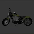 Dark Green Cruiser Motorcycle With Black Seat And Shiny Tires On Glossy Surface