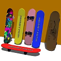 Colorful Skateboards With Various Designs Graphics And Text Displayed On Yellow Background