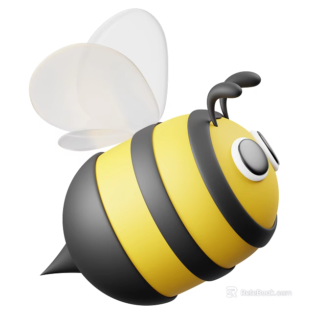 Cute 3D Cartoon Flying Bee With Big Eyes And Wings 3d model 
