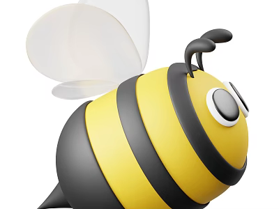 Cute 3D Cartoon Flying Bee With Big Eyes And Wings 3d model