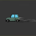 Small Green Turbo Car Moving Fast With Smoke On Orange Ground