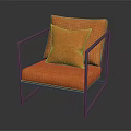 Stylish Modern Orange Accent Chair With Black Metal Frame Soft Cushion And Pillow