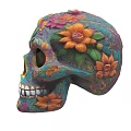 Colorful Skull Decorated With Vibrant Floral Patterns And Artistic Design