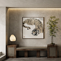 New Chinese Animal Painting Traditional Chinese Painting Tiger Art Hanging Painting Beast Table Lamp Green Plant Ornaments 3d model