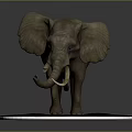 Detailed Realistic Elephant Figurine Standing on Circular Base 3d model