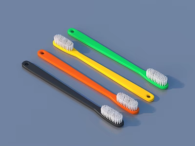 Colorful Long Handle Cleaning Brushes in Black Orange Yellow Green for Household Use 3d model