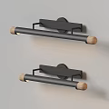 Three Black Wall Lamps With Wooden Accents Long Strip Design And LED Lights