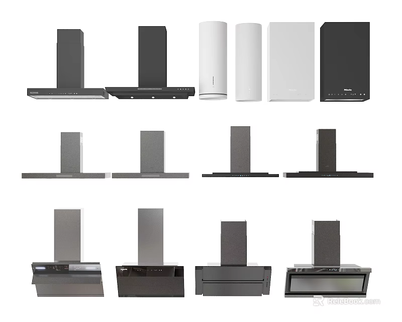 Various Modern Kitchen Range Hoods in Different Styles and Designs for Home Use 3d model 