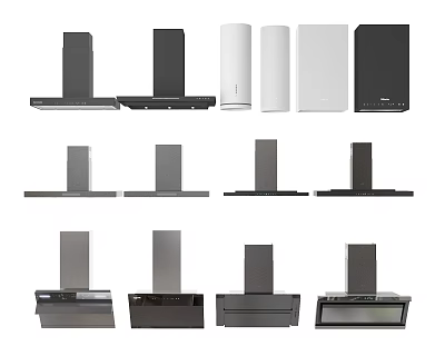 Various Modern Kitchen Range Hoods in Different Styles and Designs for Home Use 3d model