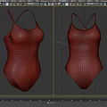 Blue One Piece Swimsuit With White Trim And Crisscross Straps Design