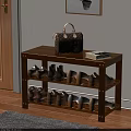Wooden Multi tier Shoe Bench with Storage Shelves for Shoes Bags and Books